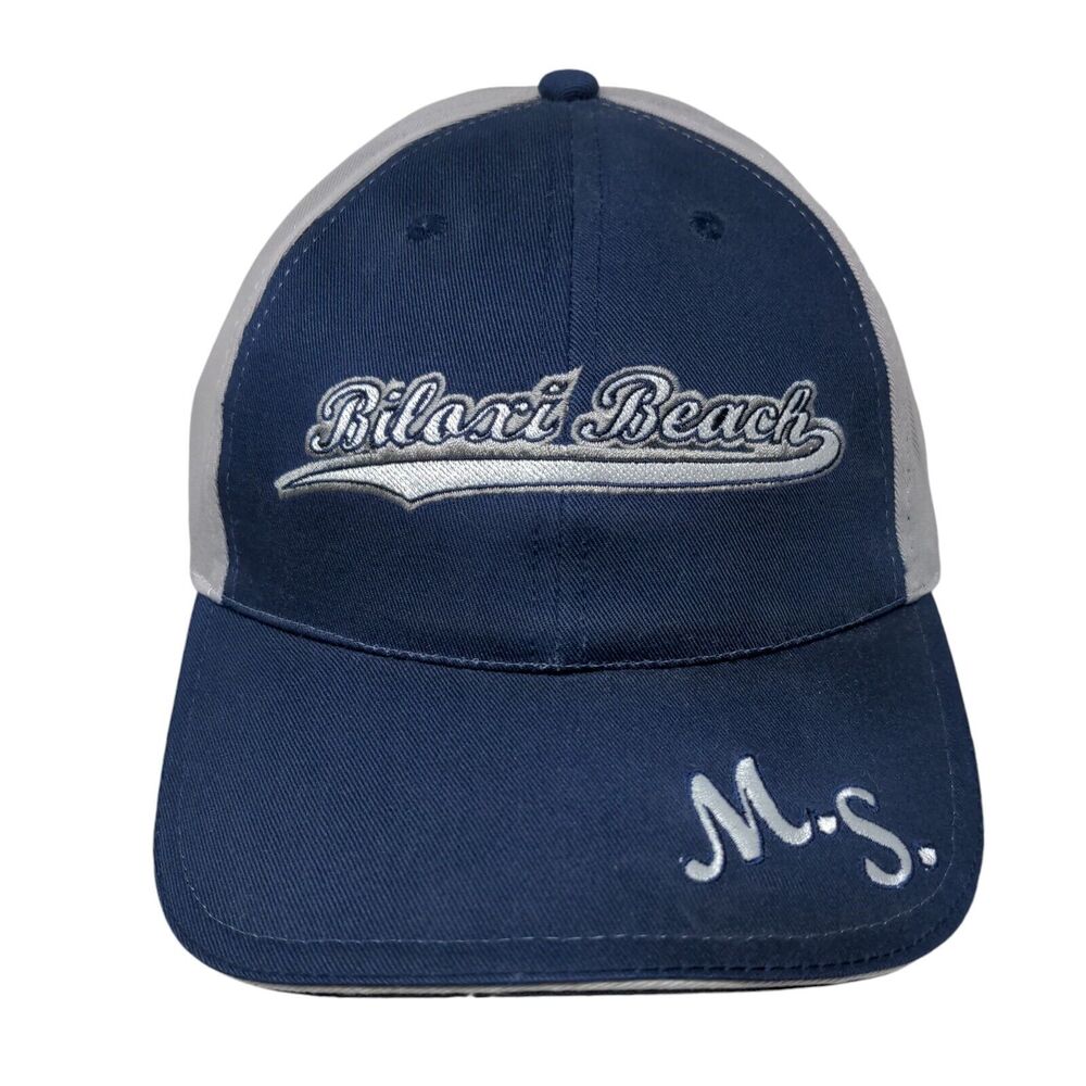 Biloxi Beach MS Strapback Hat Blue OSFA Adjustable Embroidered Bio-Domes Cotton